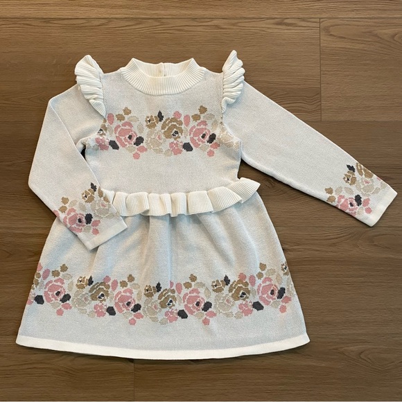 Janie and Jack Floral Knit Kids Dress girl's size 7 - Picture 1 of 8